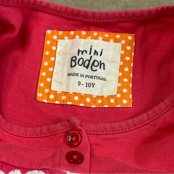 Mini Boden Girls Floral Striped Pink Orange Cap Sleeve Top Size 9-10Y - Picture 2 of 7